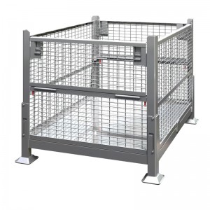 Metal Wire Mesh Bulk Container With Half Drop Doors – Collapsible